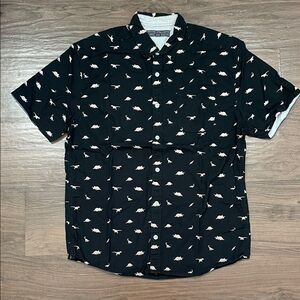 Men's Black Dinosaur Pattern Shirt